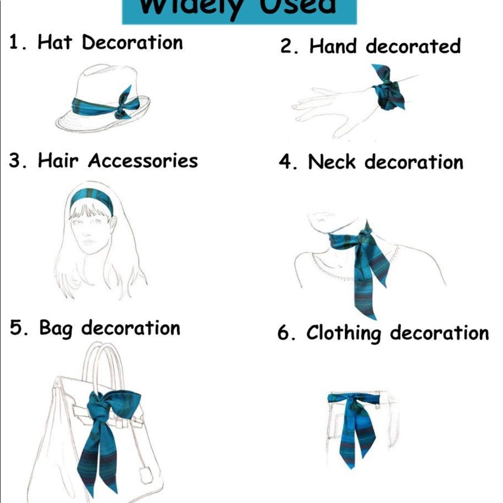 2pcs Twilly Scarves Handbag/ Handle Ribbon - Picture 9 of 12